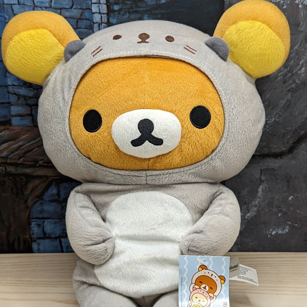 San-X Rilakkuma Korilakkuma grey Sea Otter Costume Plush 16" Anime Kawaii 2018